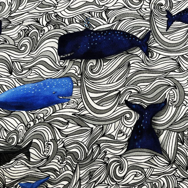 Viscose “Whale Story 183" fra Lila-Lotta