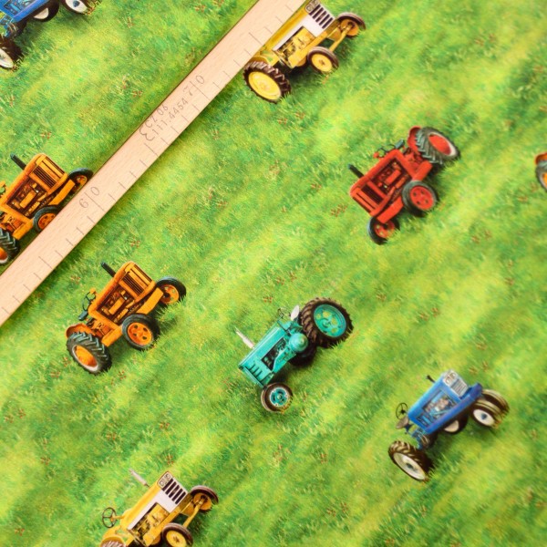 Bomuld "Down on the farm - traktorer" by Robert Kaufmann