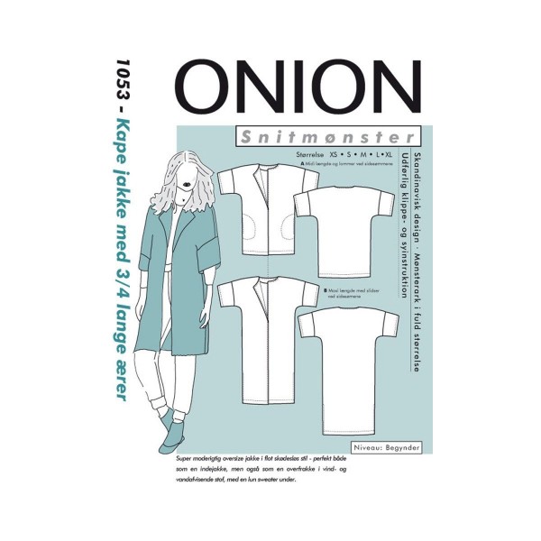 Snitmønster Onion 1053 "Kape jakke med 3/4 lange ærer" str XS - XL