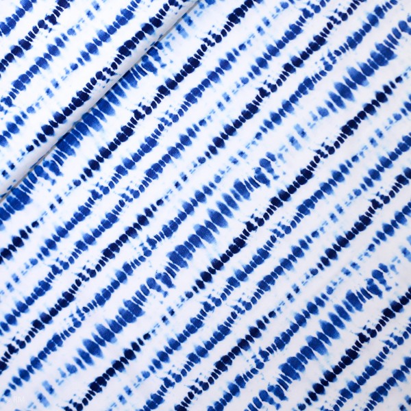 Bomuldsjersey "Mandy" batik blå-hvid