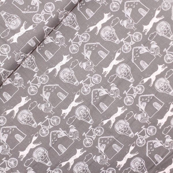 Bomuld "Little Thicket" Fox/Bike 14528-GRAY