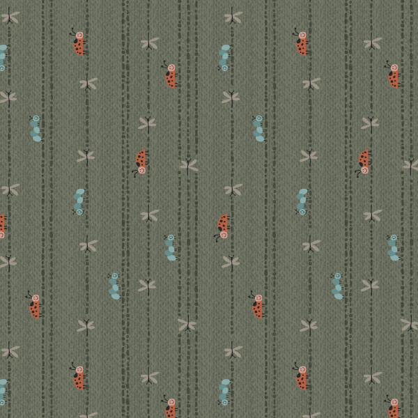 Bomuld "Love bugs" 3577-66 Green
