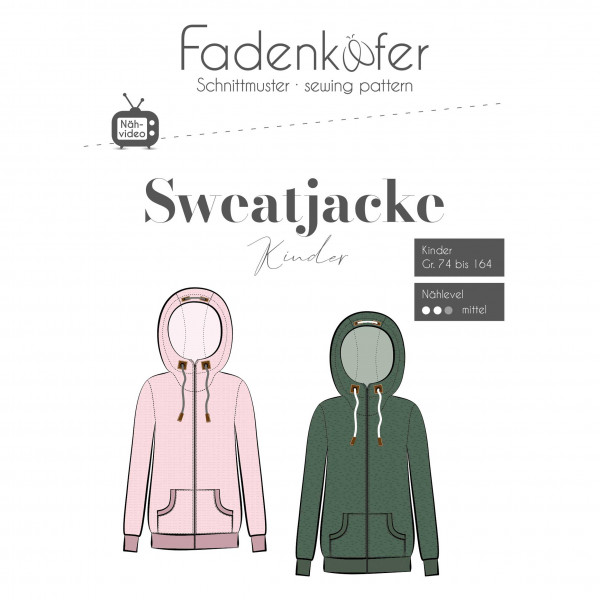 Snitmønster Jakke “Sweatjacke“ Kids str 74 - 164