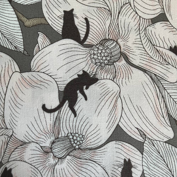 Bomuld "Cat Tales - Magnolia Garden" Sepia by Rachel Hauer