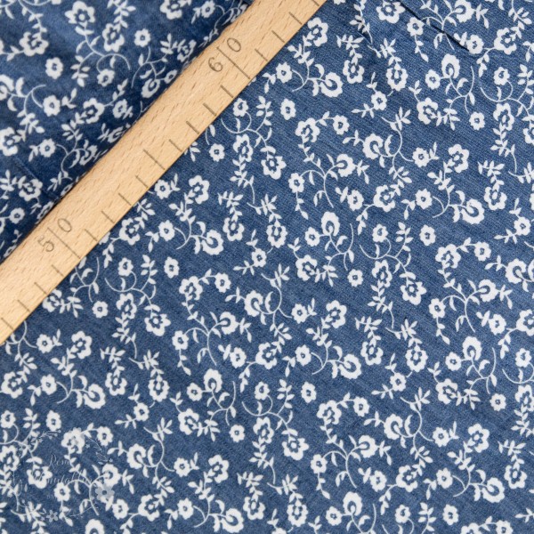 Let Denim med hvide blomster