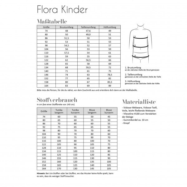Papierschnittmuster "Flora" Kinder Gr. 74 - 164