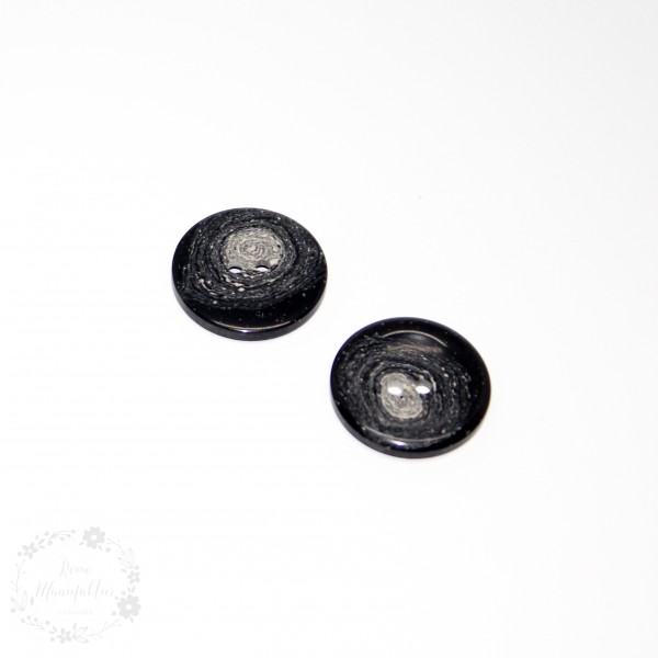 2-hul-knap "Genanvendt hamp og polyester" sort (15 - 25 mm)