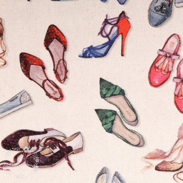 Dekostof "Shoes" natur