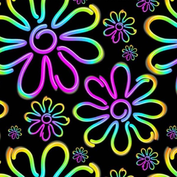 Bomuldsjersey "Neon Blomster"