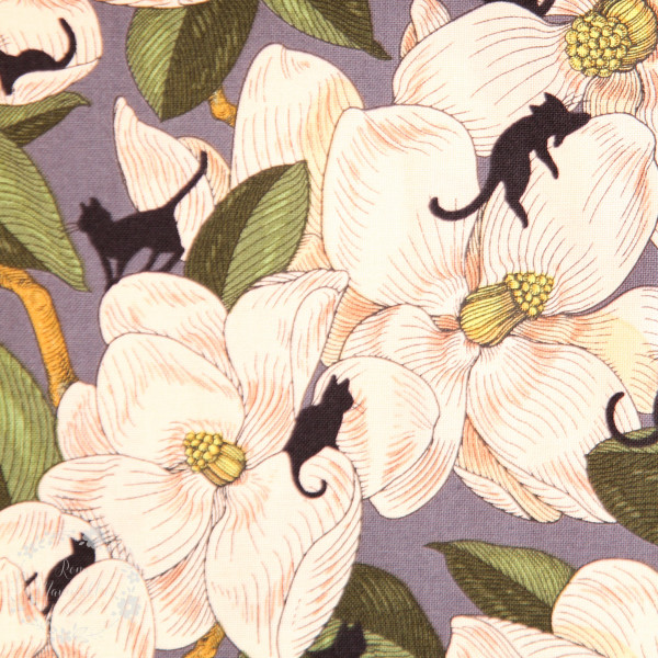 Bomuld "Cat Tales - Magnolia Garden" by Rachel Hauer