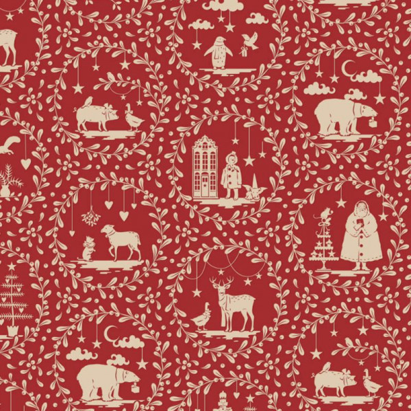 Bomuld "Paperscenes Burgundy" Tilda's Merry...