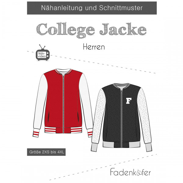 Papierschnittmuster "College Jacke" Herren Gr....