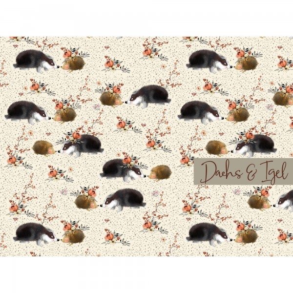 BIO-French Terry "Dachs und Igel" by Tante Gisi