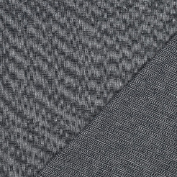 Blanding af hør og bomuld Herringbone navy