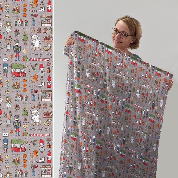 Bio-Jersey “Wieihnachtsdoodle" fra susalabim