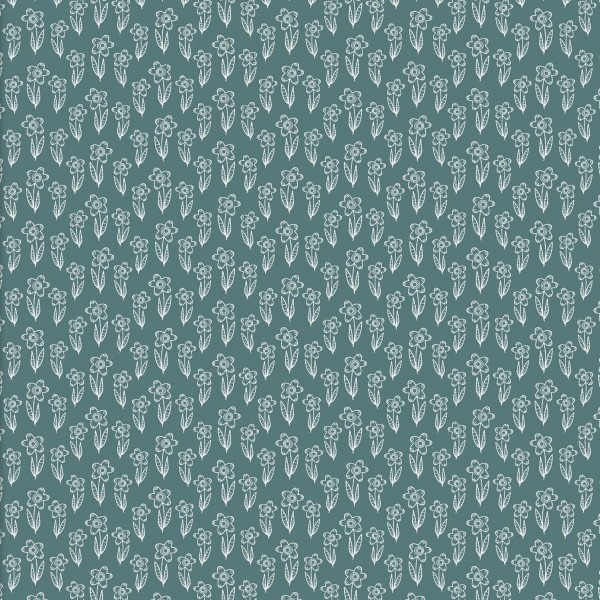Bomuld “Whimsy Woodland" 12736-DK TURQ