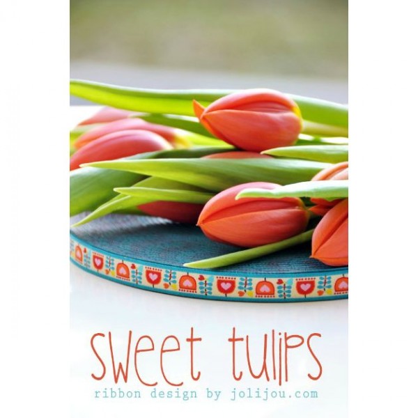 Vævet bånd “Sweet Tulips“ 12 mm by Jolijou