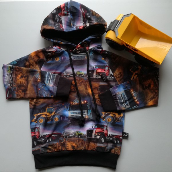 Kids-Hoddie "Lastbiler" str 122-128