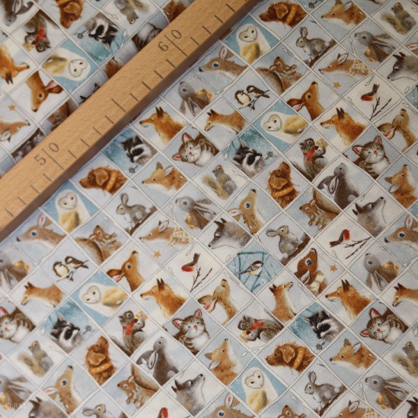 Bomuld “Woodland Friends - Animal Patch blue“ by Sarah Summers