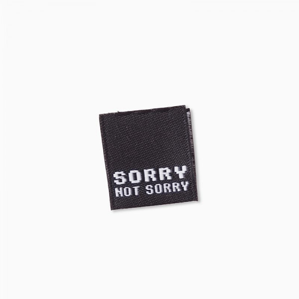 Klapp-Weblabel "Not Sorry" 15 x 15 mm