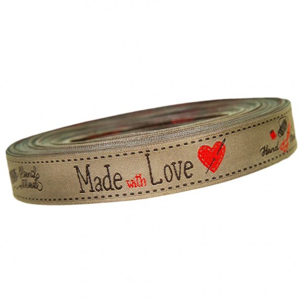 Vævet bånd kollektion "Made with Love" 18 mm