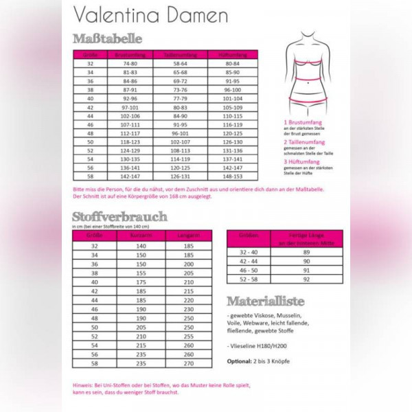 Papierschnittmuster Kleid "Valentina" Gr. 32 - 58