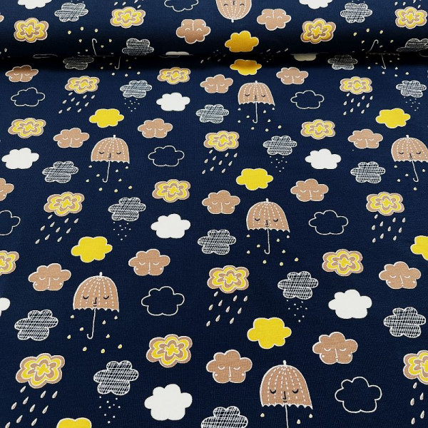 Baumwolljersey "Regenwolken" grau