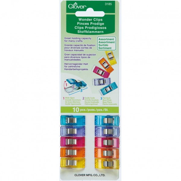 10 stk. Clover Wonder Clips farvet
