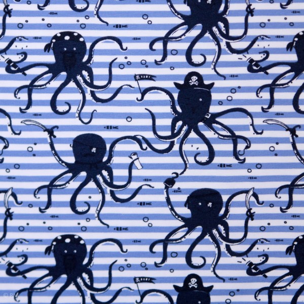 Bomuldsjersey “Octopus“ navy