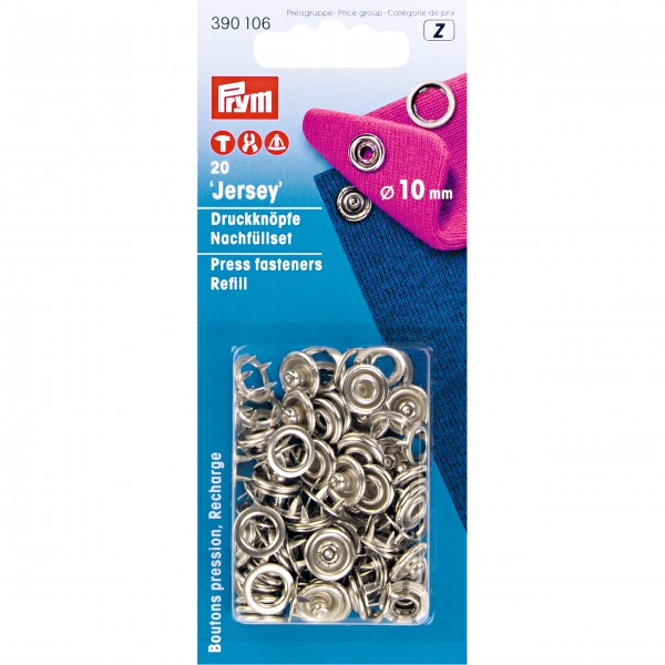 20 Jersey-Druckknöpfe, silber, Ø 10mm von Prym