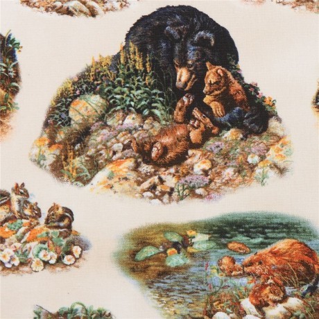Bomuld "Woodland families cream" by Amy Brackenbury