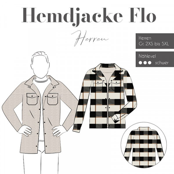 Snitmønster Skjortejakke "Flo" Herre str 2 XS -...