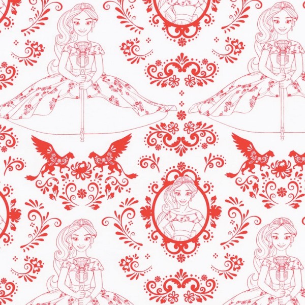 Disney-Bomuld "Elena OF Avalor - Outline" fra Camelot Fabrics