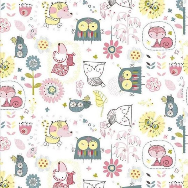 Bomuld “Whimsy Woodland" 12729-WHITE