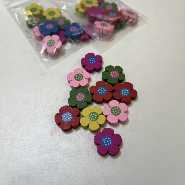 1 lille pose træperler »Blomst«