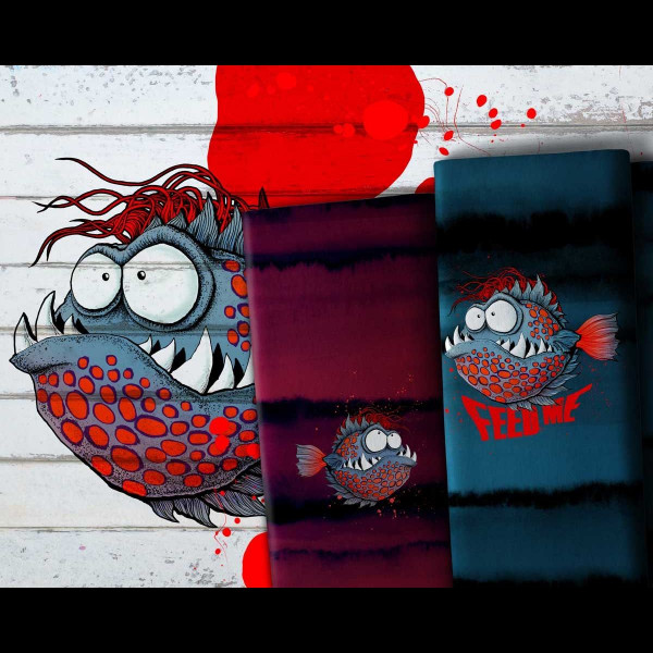 65 cm Bomuldsjersey-Panel "Franjo El Piranho" by Thorsten Berger