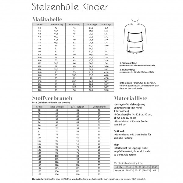 Snitmønster Leggings “Stelzenhülle“ Kids str 50 - 176