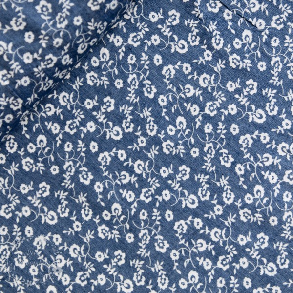 Let Denim med hvide blomster