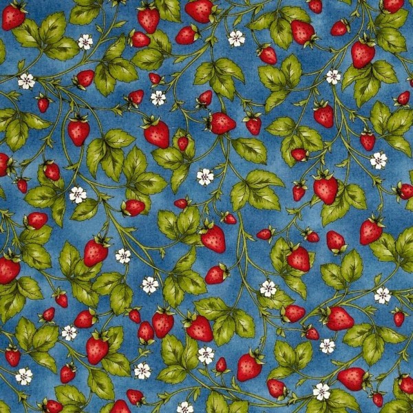 Bomuld “From the Farm“ Fresh Strawberries blue