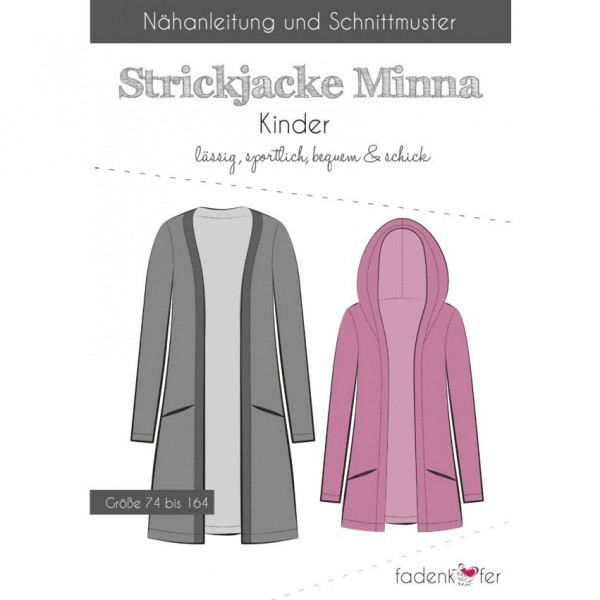 Snitmønster Cardigan “Minna“ Kids str 74 - 164