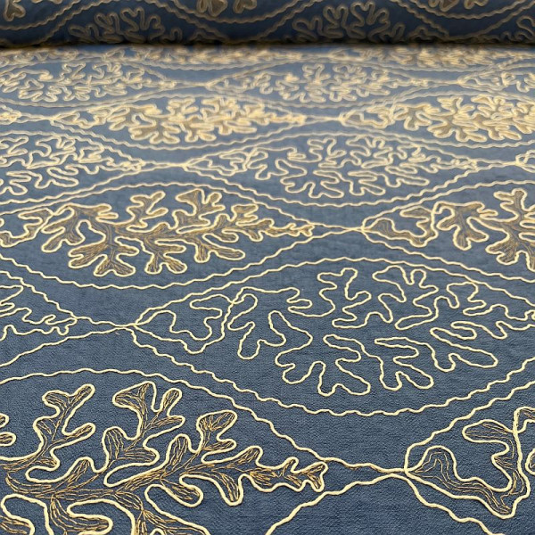 Kräftige gewebte Viscose mit Stickerei - New Jeans