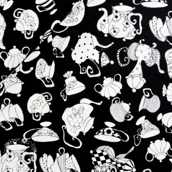 Bomuld “Ladies Tea“ potte sort/hvid by Loralie