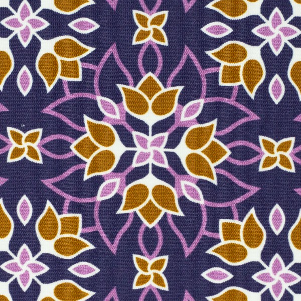 Bomuldsjersey "Floral Ornaments" by Lycklig Design lilla
