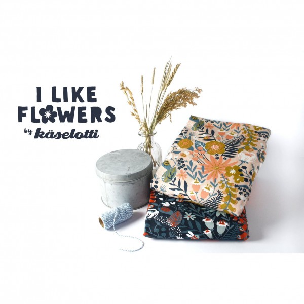 Designer-Bomuldsjersey "I like Flowers" by Käselotti
