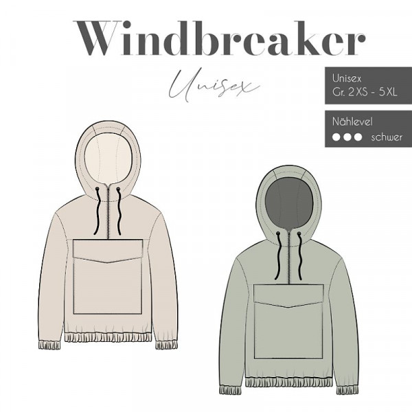 Snitmønster "Windbreaker" Unisex str 2 XS - 5 XL