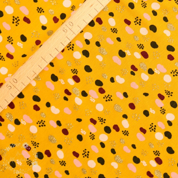 Bomuldsjersey "Glitter Dots sennep" designed for you by POPPY