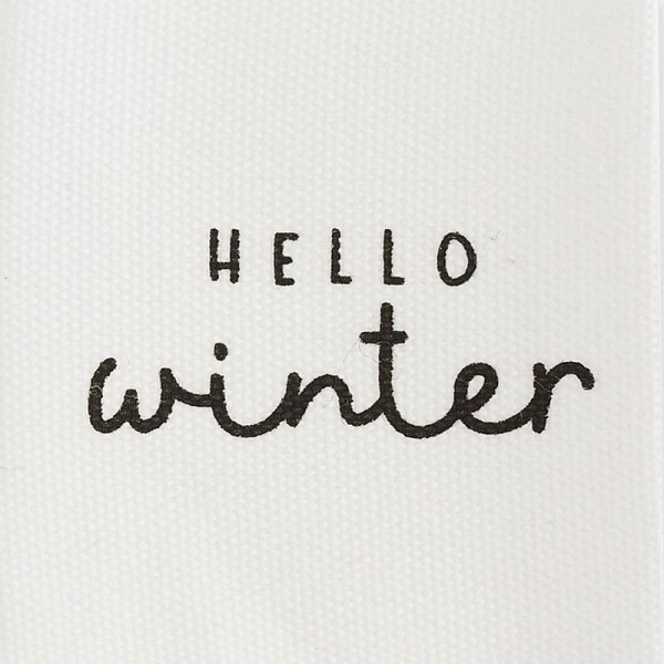 Vævet etiket "Hello Winter" 38 x 38 mm