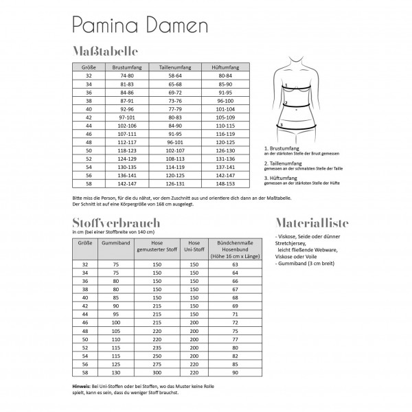 Snitmønster Bukser “Pamina“ Dame str 32 - 58