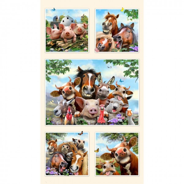 55cm Bomuld-Panel “Farm Selfies“ 1322 cream