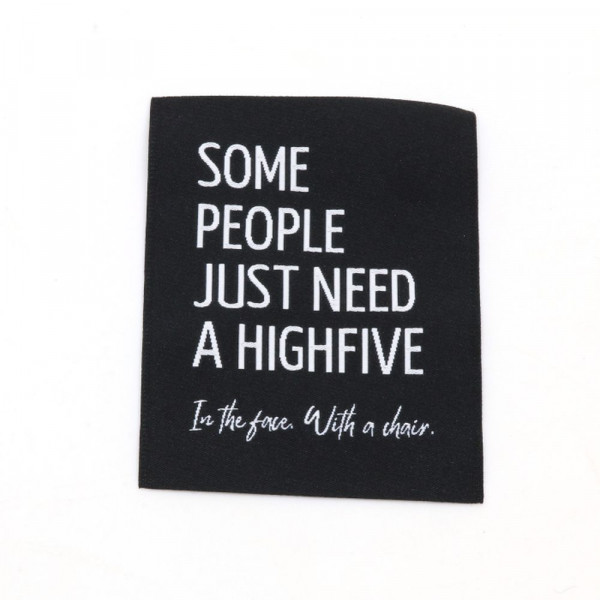 Vævet etiket "HighFive" 60 x 80 mm